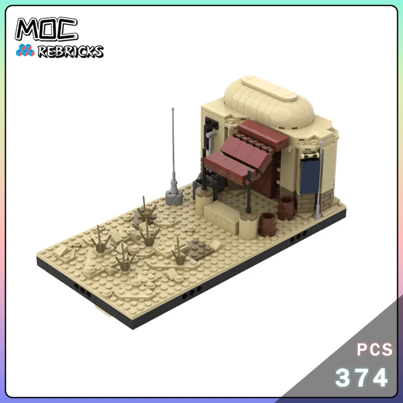 MOC Street View Series Modulo tridimensionale della casa del deserto Set di blocchi di costruzione Originalità Giocattolo di mattoni senior fai-da-te Regalo di festa