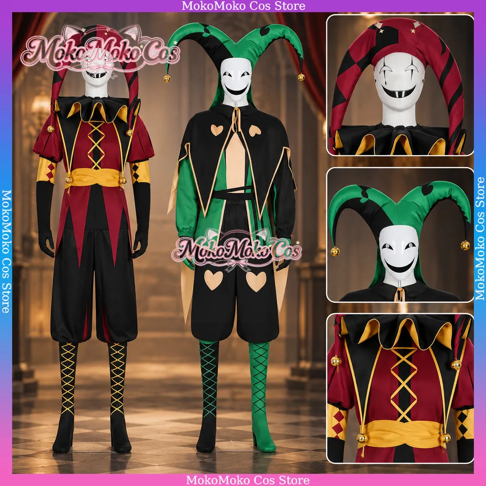 Freak Circus Pierrot Harlequin Cosplay Costume Uniform Accessories Full Clown Complete Halloween Roleplay Party Stage Gift Show