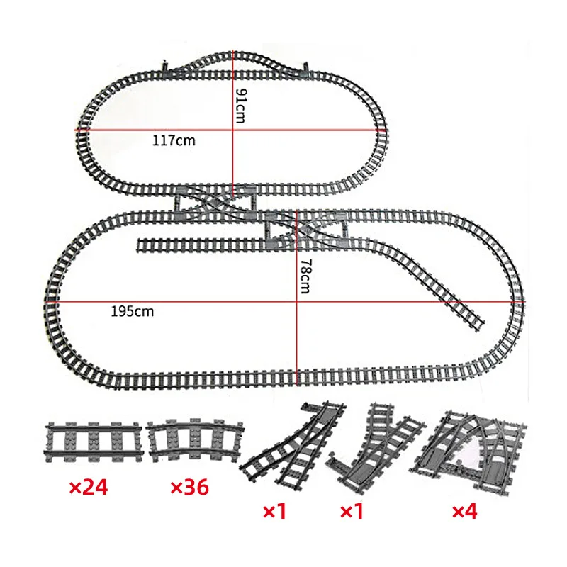 Compatibel Met Lego-Treinrailcombinatie Scène Moc Bouwstenen Diy Cross-Track Spoorbrug Stenen Speelgoed Treinwagon