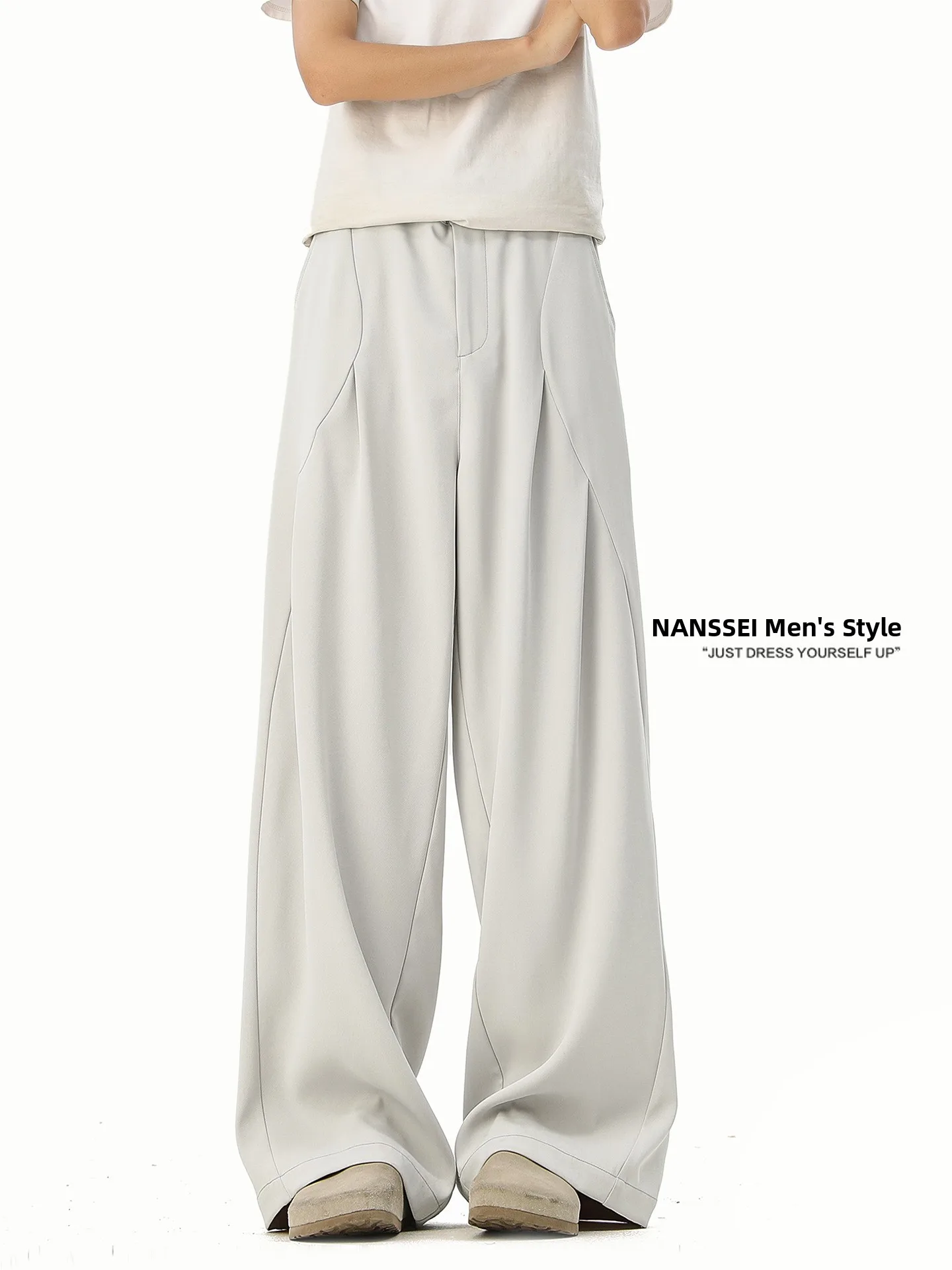 

American Deconstructed 3D Tailored Patchwork Men's Loose Long Pants Autumn New Sle Casual Straight Leg Trousers for Men