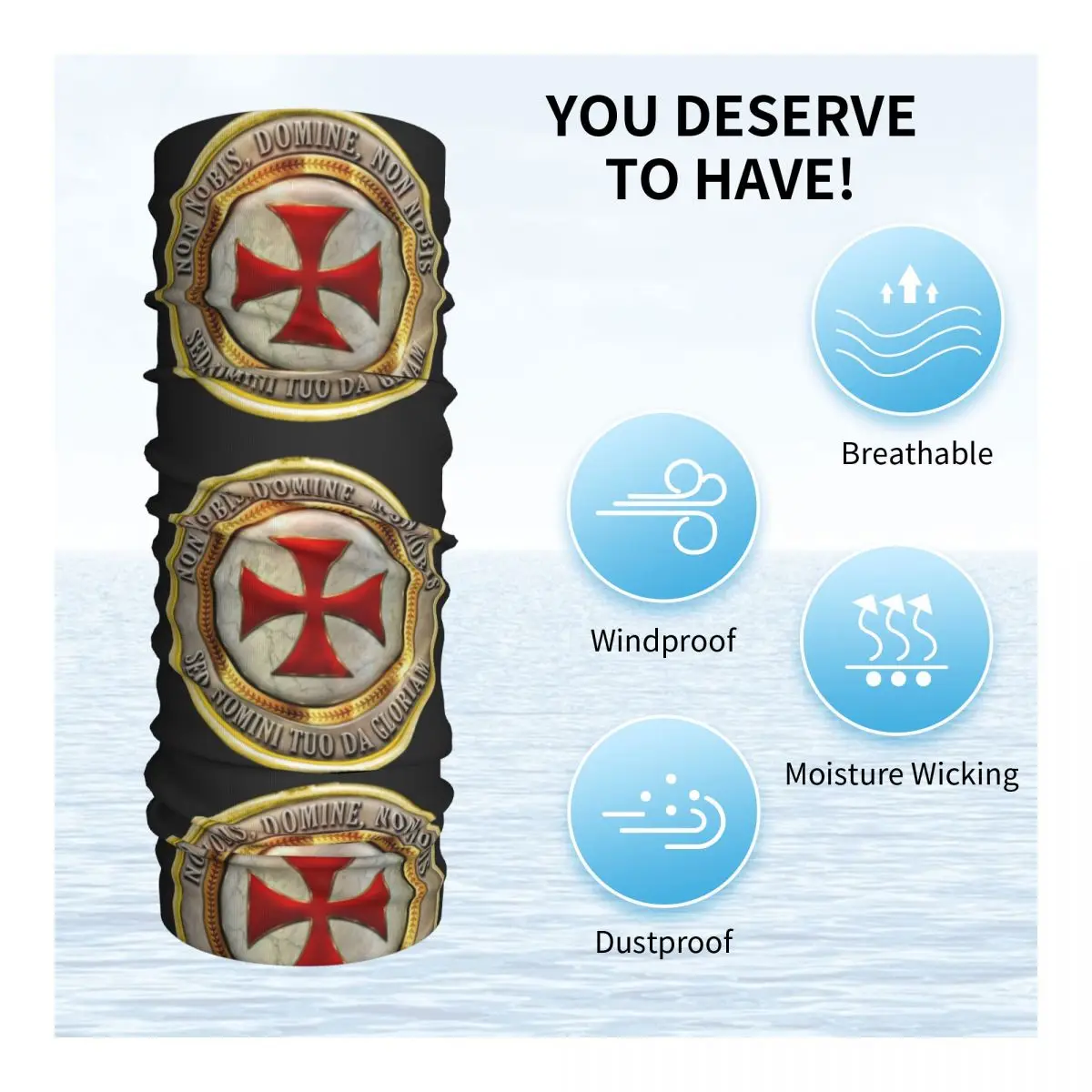 Medieval Symbol Templar Cross Bandana Neck Gaiter for Ski Cycling Women Men Wrap Scarf Knights Templar Masonic Balaclava Warmer