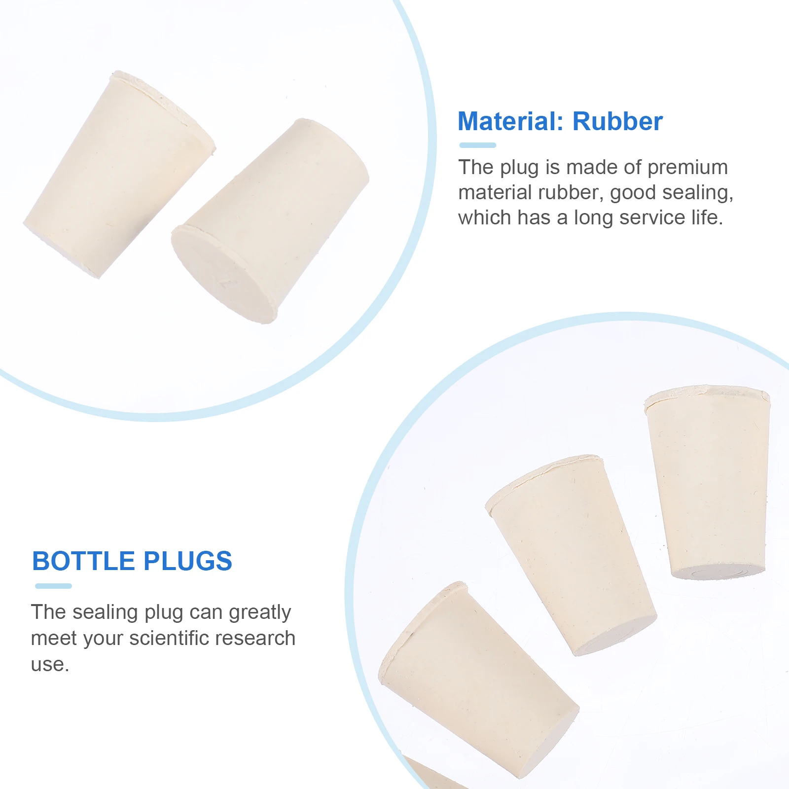 

50 pcs Rubber Stopper Bottle Plugs Tapered Flask Sealing Hole Vacuum Lab Glass Mouth Pipe Mouth Non Aggressive Solutions