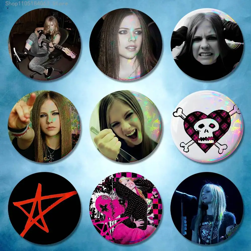 

A-Avril Punk L-Lavigne Badges 25 32 44 58 75 mm Round Cosplay Pin Bag Decor Fans Collect Friends Gifts Brooch Souvenir