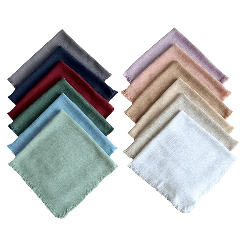 

1Pc 45x45cm Solid Color Square Tassel Plain Cloth Cotton Linen Home Kitchen Table Dinner Western Napkin