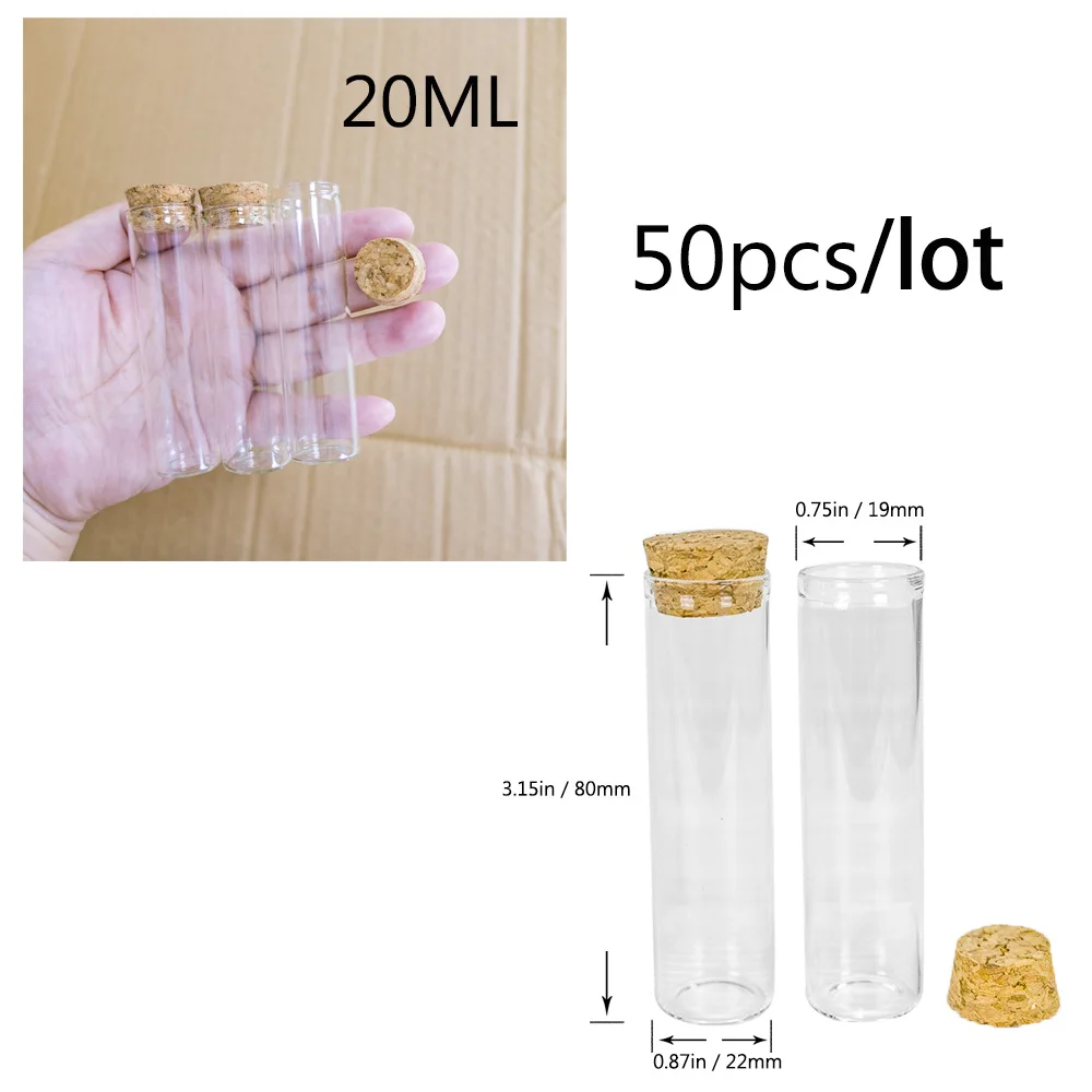 

50pcs/lot 30ml Empty Glass Transparent Clear Bottles With Cork Stopper Vials Jars Storage Gift Wedding Bottles Jars