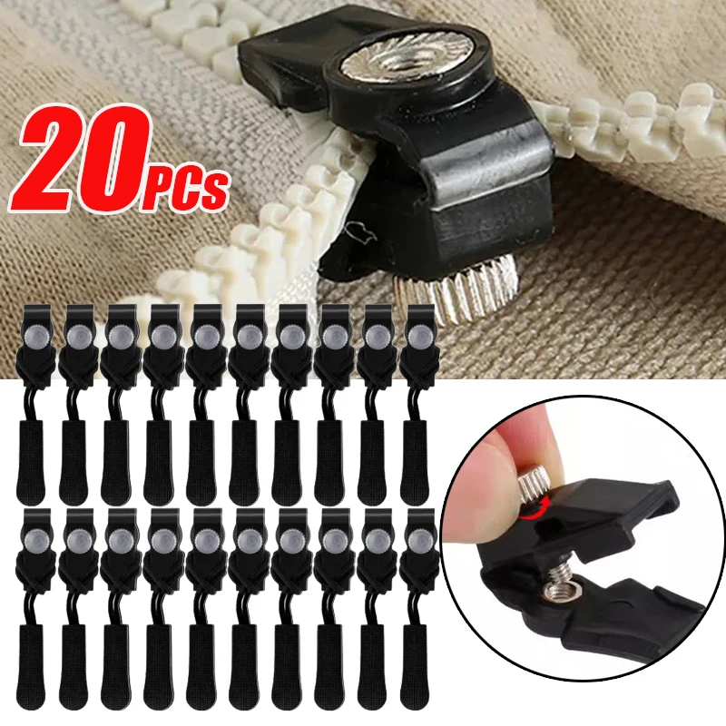 1/20pcs Universal Zipper Repair Kit Detachable Zipper Head Replacement Zipper Slider Puller for Jacket Bags Coat Free Sewing