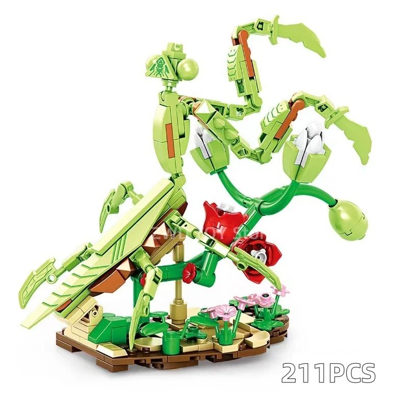 Insect World City Creativity Animal Butterfly Mantis Dragonfly Beetle Building Blocks Toys Desktop ornaments Bricks Kids Gift