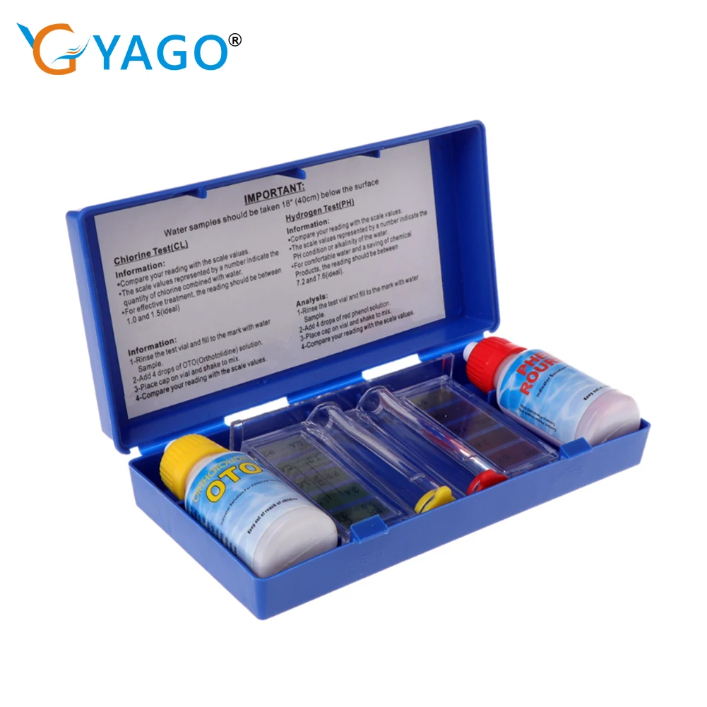 1Set di PH Cloro Kit per il Test di Qualità Dell'acqua Tester Hydrotool Acquario Tester Piscina di Coltura Idroponica Acquario Accessori