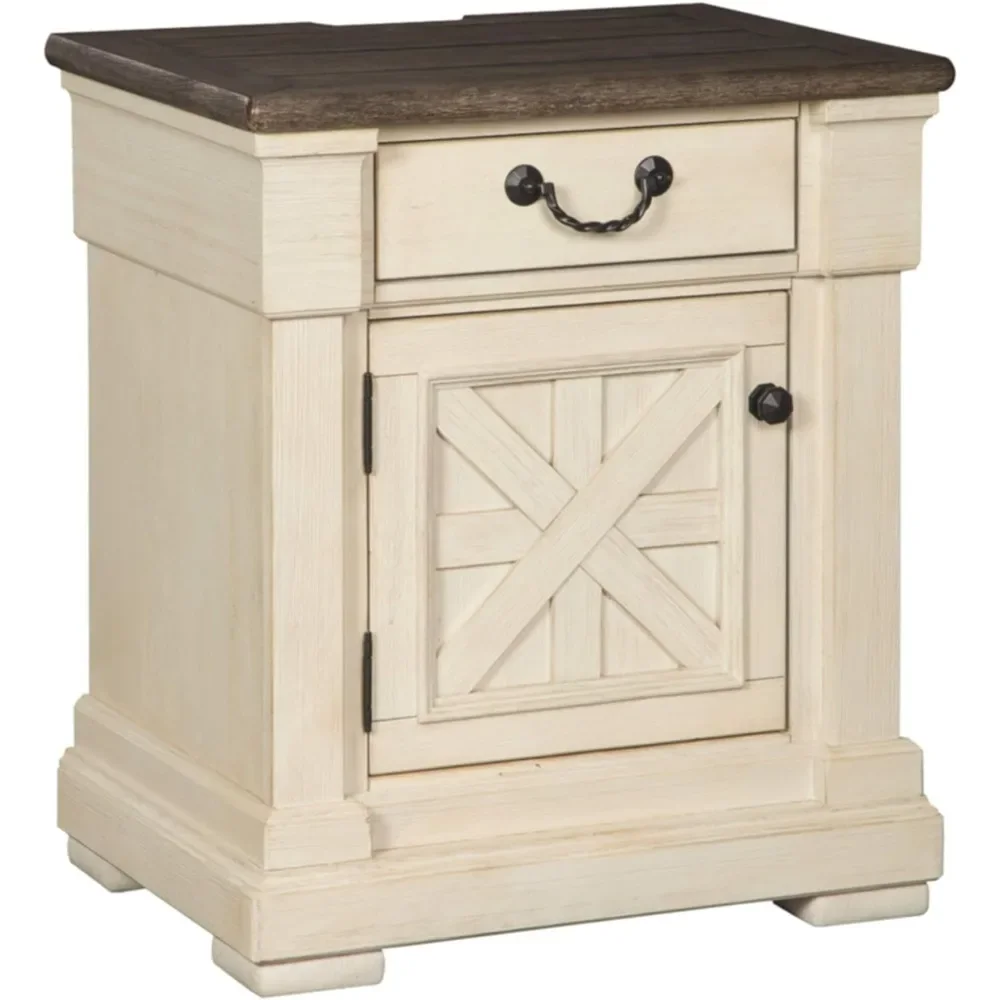 

Bolanburg Farmhouse 1 Drawer Nightstand with Outlets & USB Charging Ports, Antique White