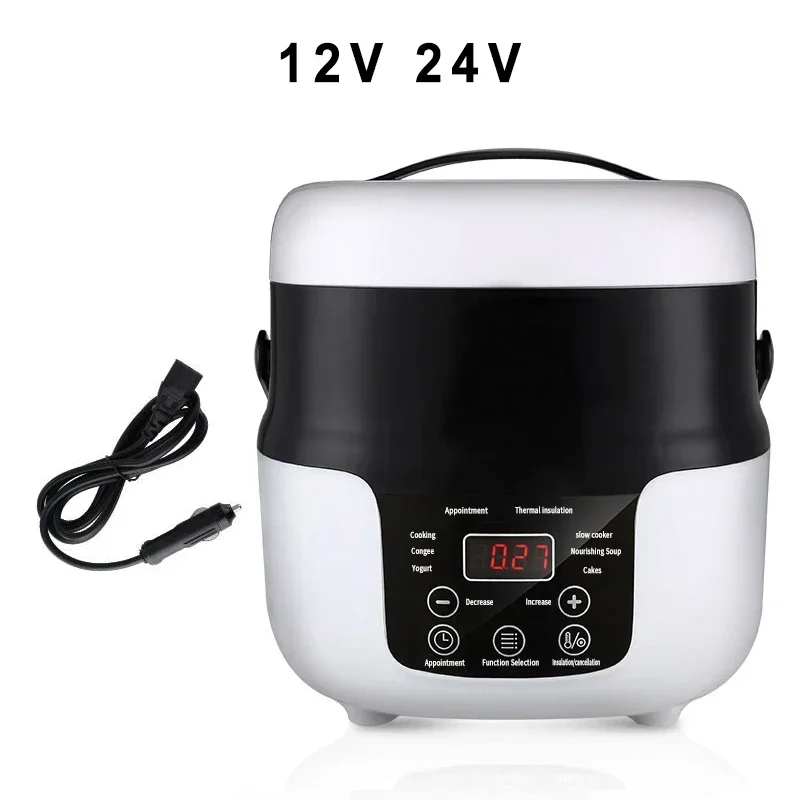 2L Electric Mini Rice Cooker Portable MultiCooker Household Rice Cookers 12V 24V  Pot Cooking Machine Pans For Car Truck