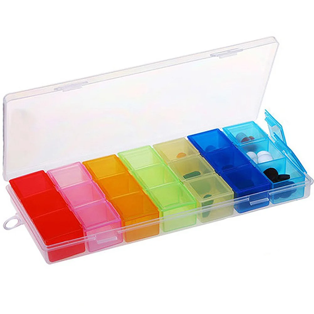 21-Slot Medicine Storage Case Detachable Colorful Weekly Pills Boxes Eco-friendly Vitamin Pills Containers Non-toxic Health Care