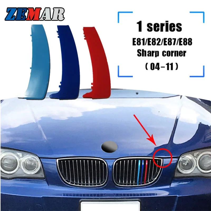 3Pcs ABS Car Racing Front Grille Trim Strips For BMW F20 F21 F40 Series 1 E87 E82 E81 E88 2004-2023 2024 M Clip Accessories