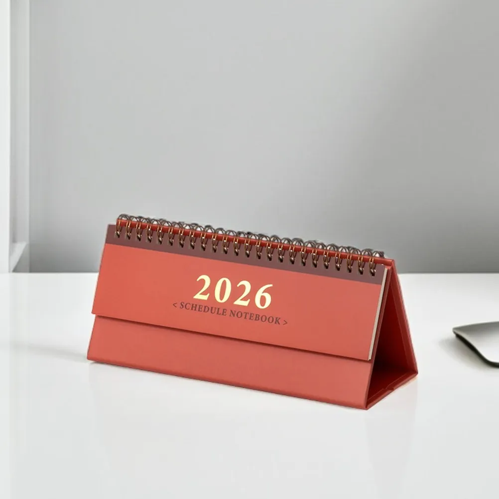 

4Pcs Mini Desk Calendars Standing Flip Desktop Calendar Daily Planning from 2025 to Dec 2026 Thick Paper Metal Ring Binder