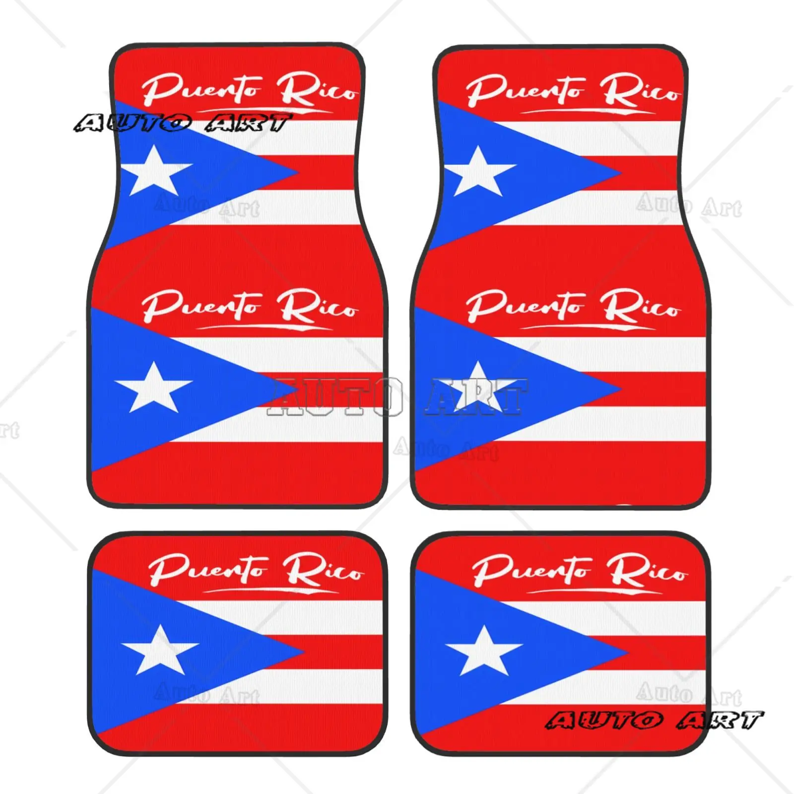 

Puerto Rico Flag Printed Car Floor Mat Four Piece Set Patriotic Adaptation Full Car Floor Mat Car Accessories