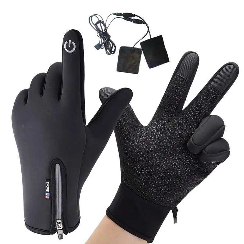 Guantes de calefacción recargables por USB, manoplas de pesca impermeables a prueba de viento, manoplas de nieve, guantes de esquí para mujeres y