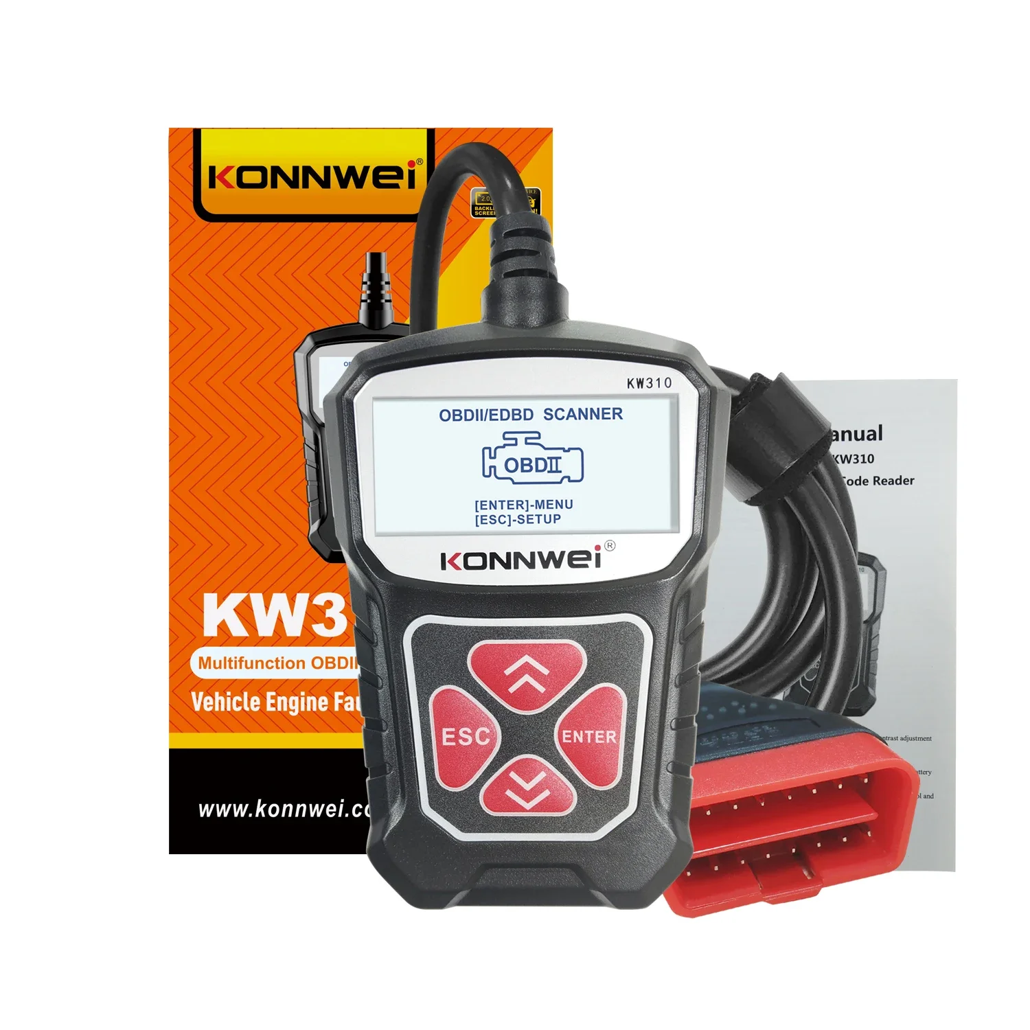 KONNWEI KW310 OBD2 Car Diagnostic Scan Tool Automotive ODB2 OBD 2 Scanner Code Reader with Russian Auto Tools PK ELM 327 V1 5