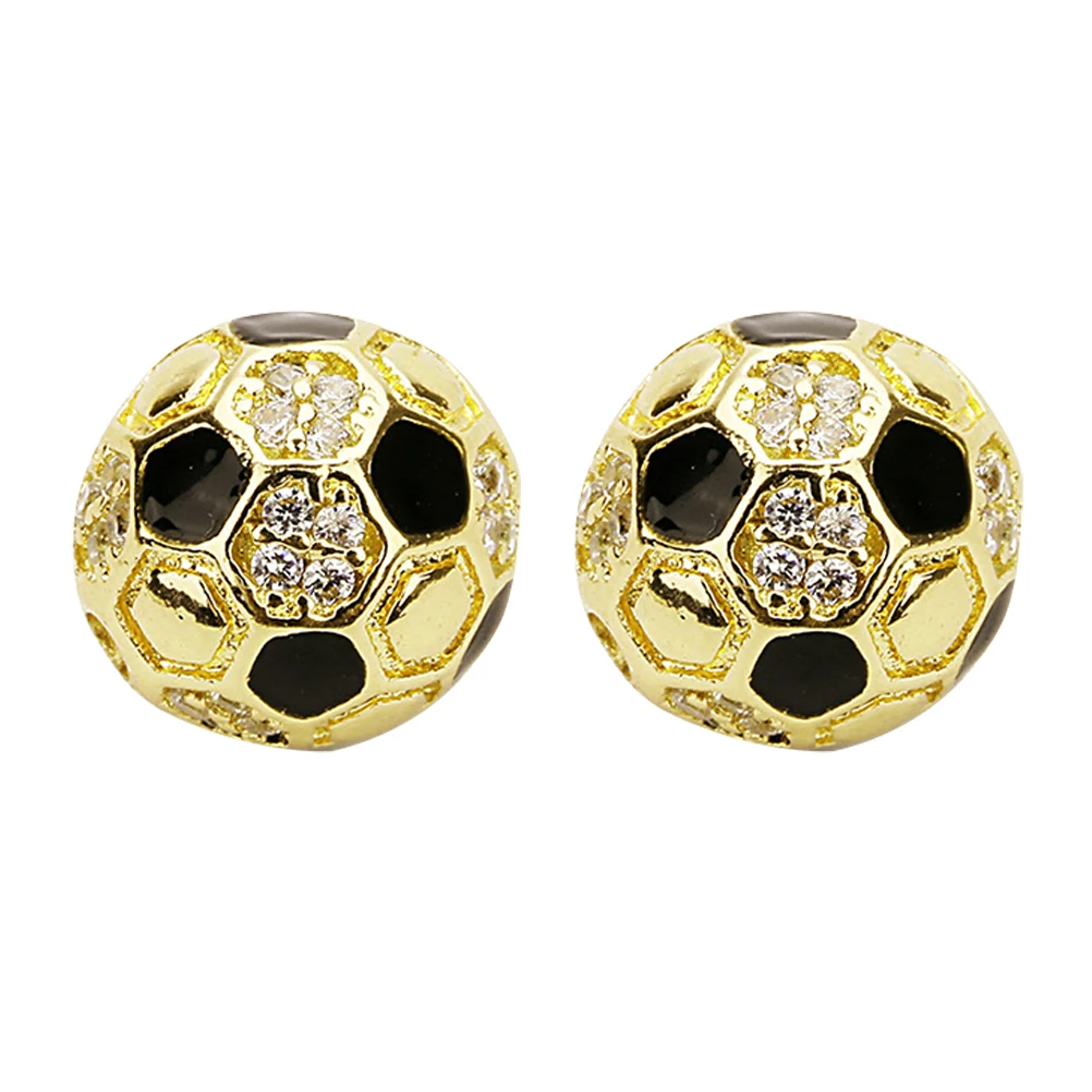 

2 Pcs Football Spacer Beads Glossy Pendants Jewelry Finding Beading Findings Charms Necklaces