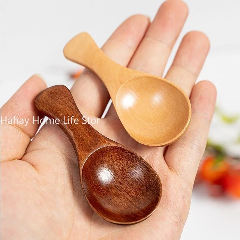 1pcs Mini Wooden Spoons Kitchen Spice Condiment Spoon Coffee Sugar Teaspoons Kids Short Handle Wood Scoops Home Tableware