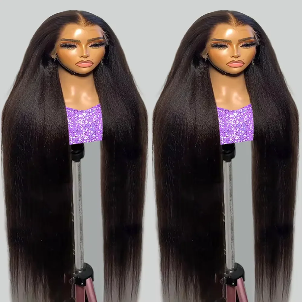 Wig rambut manusia 30 "40 inci lurus tulang transparan 13x6 HD renda Frontal Wig rambut manusia ketebalan 250 Wig depan renda Remy Brasil untuk wanita