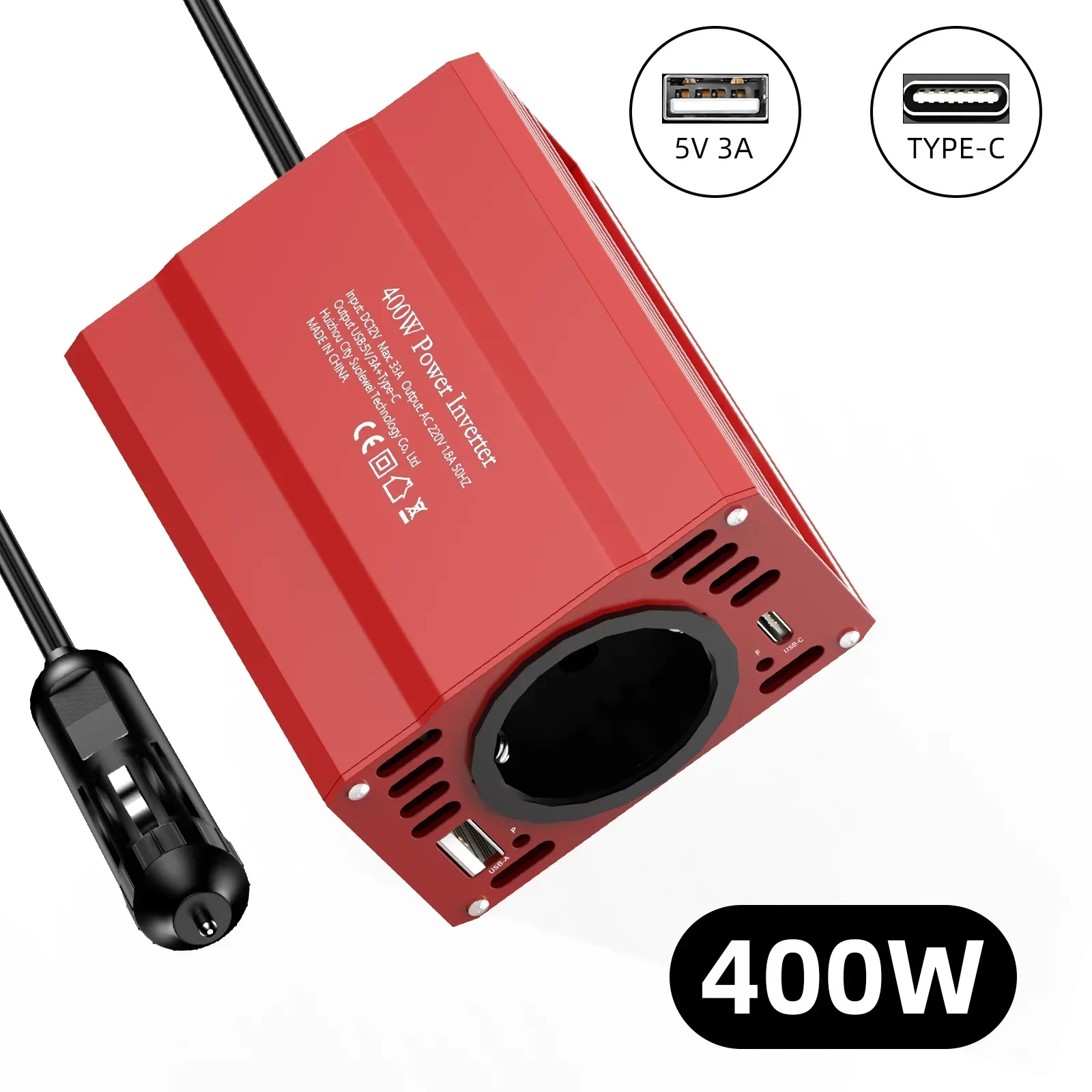 400 W/500 W/1500 W Auto-Wechselrichter DC 12 V auf AC 220 V Konverter, 3 USB 2.0 und 1 USB QC3.0 Steckdose nach europäischem Standard – Detail 11