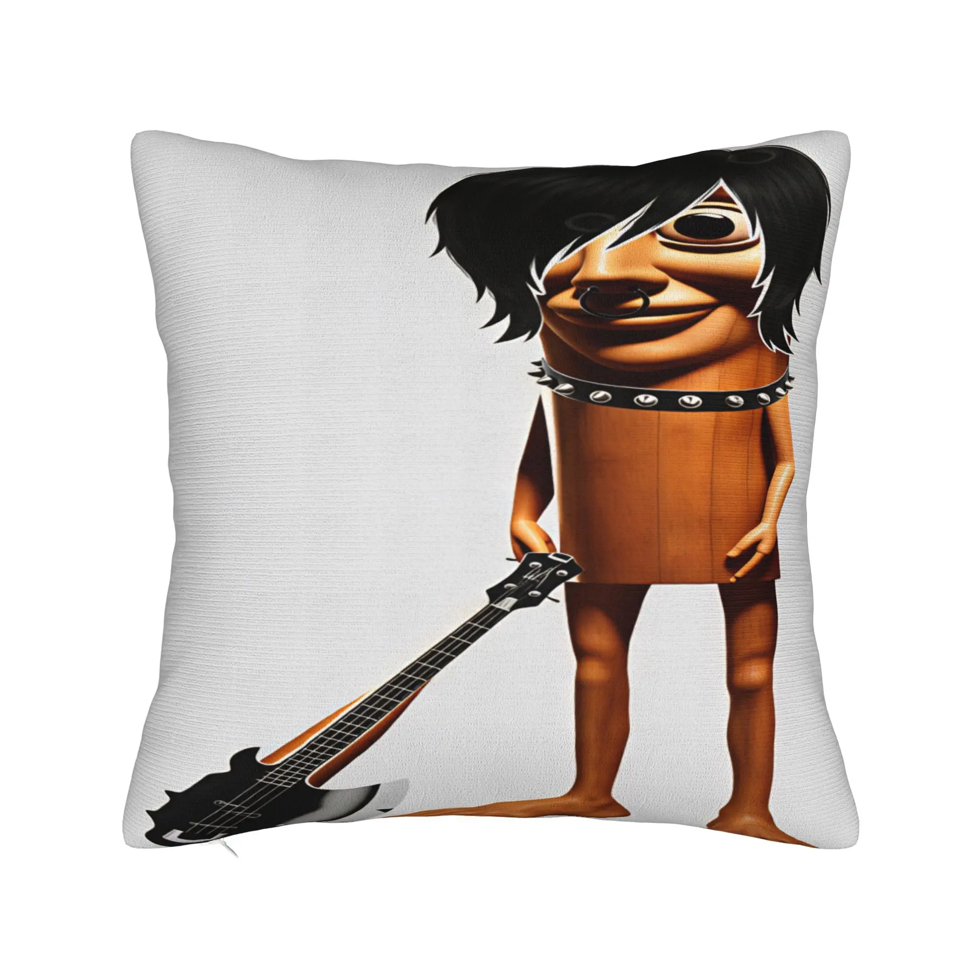 Emo Style Tung Holding Electric Guitar Pillowcases  Morden Pillow Case For Sofa Home Decoration Soft Pillow Cover