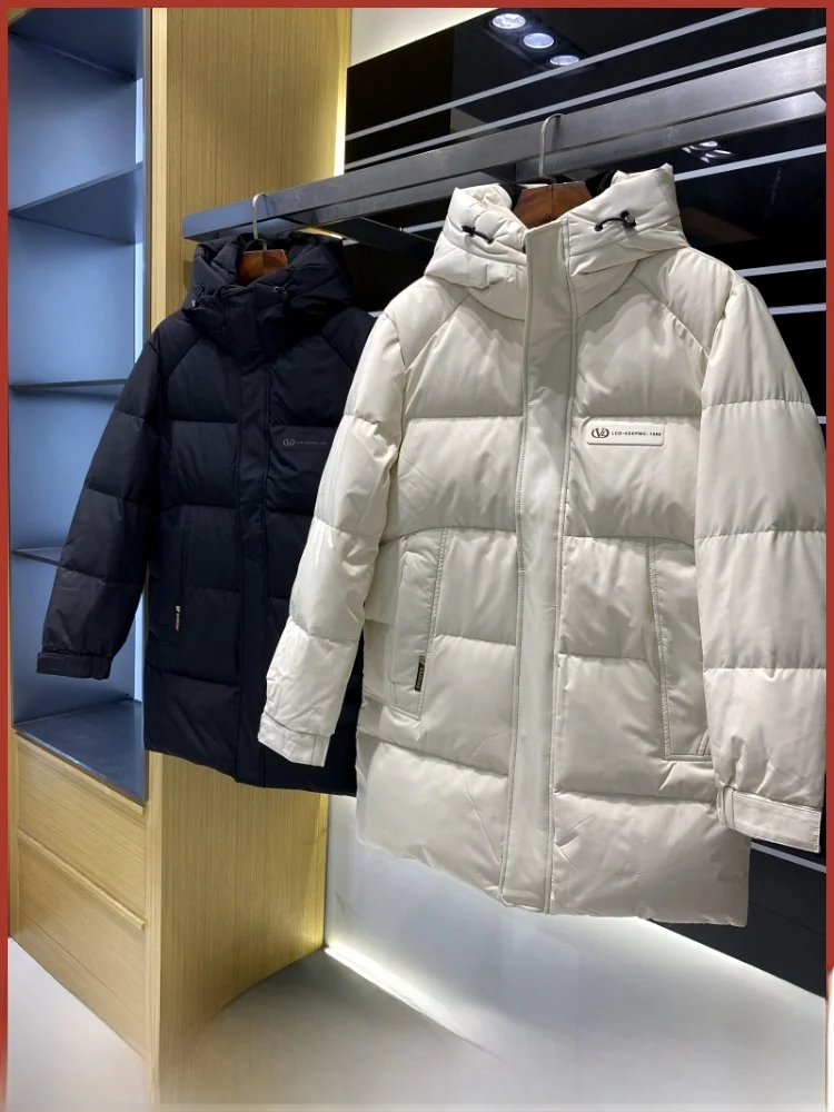 

Men's Thiened 90 Du down Jaet Hooded Windproof Waterproof Winter Warm Reflective Outdoor Casual Faion Polyester Fiber