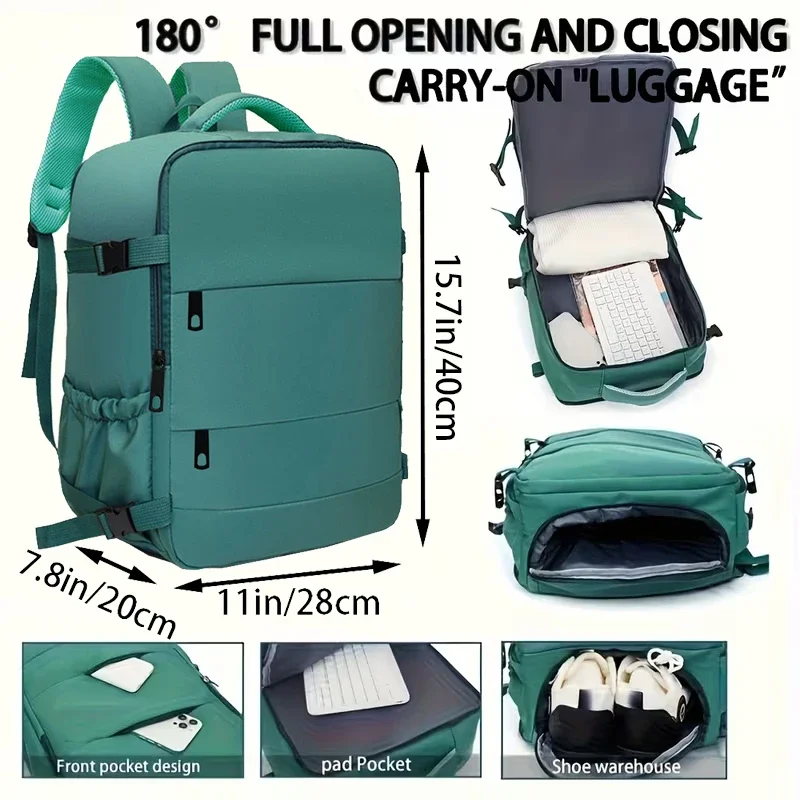 Easy Carry Airplane Approved Backpack, Minimalist Solid Tone Multi-pocket Daypack for Daily Commute and Holiday