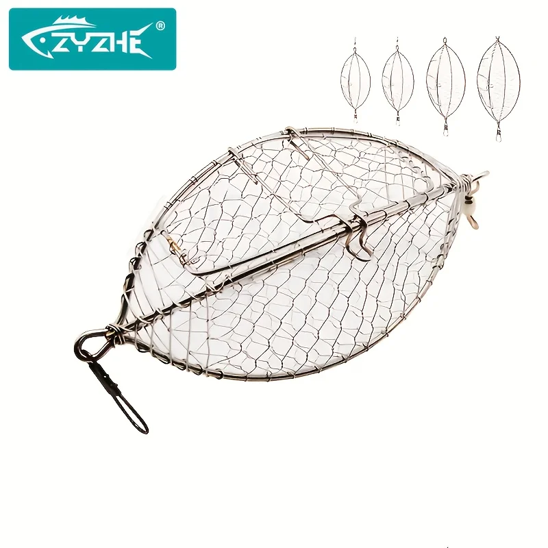 Image of ZYZHE Edelstahl Köderkäfig Vierkant-Netz Salzwasser-Angelköder-Futterspender Köderkäfig Sabiki-Haken-Rig-Zubehör