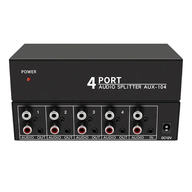 RCA AUX Audio Switcher 4 in 1 Out Stereo Audio Selector 4X1 3.5mm Aux L/R RCA Audio Switch Box Analog Audio Selector, B