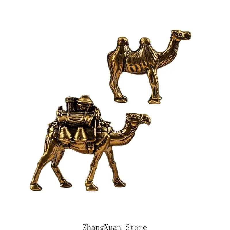 2 Stücke Messing Kamele Miniatur Statuetten für Desktop und Bücherregal Dekoration 3XUF – Detail 3