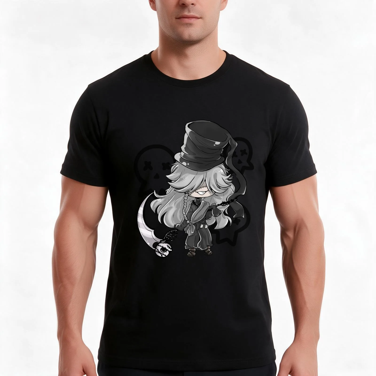 Undertaker Chibi! T-Shirt Summer Casual Cotton Tee Oversized Streetwear Tops Vintage Graphic Print Loose Fit Short Sleeve