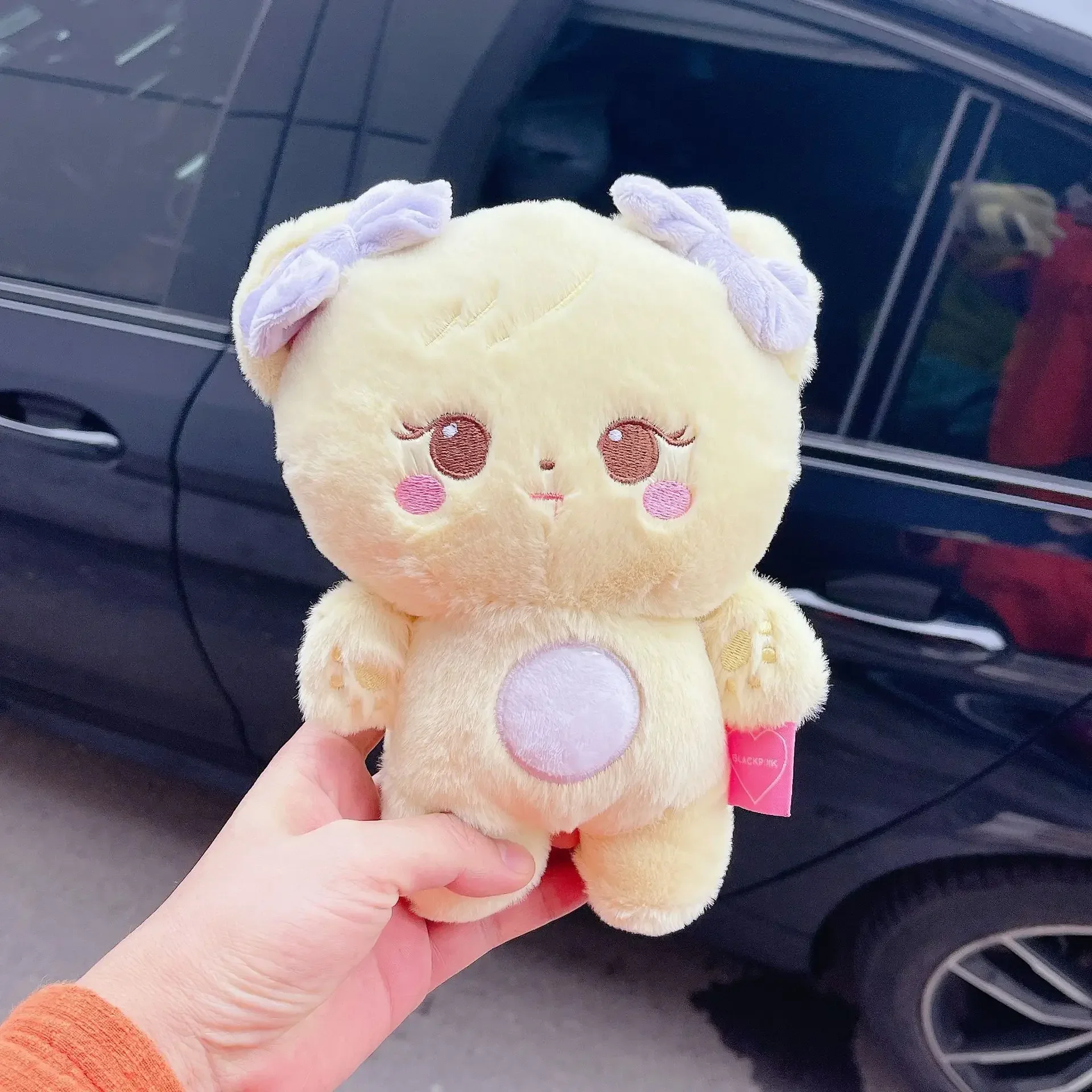 1/4pc 25cm Kpop 핑크 부드러운 플러시 베개 귀여운 노란색 오리 플러시 장난감 팬 선물 수집