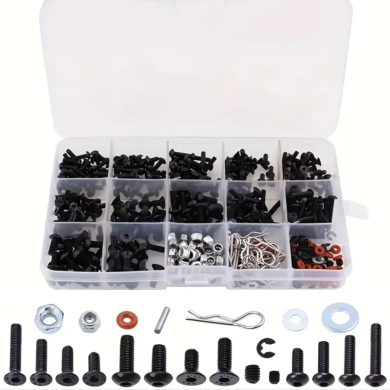 

500pcs Universal RC Screw Kit Assortment Set Hardware Fasteners RC Cars And Trucks , Serving As Replacemen