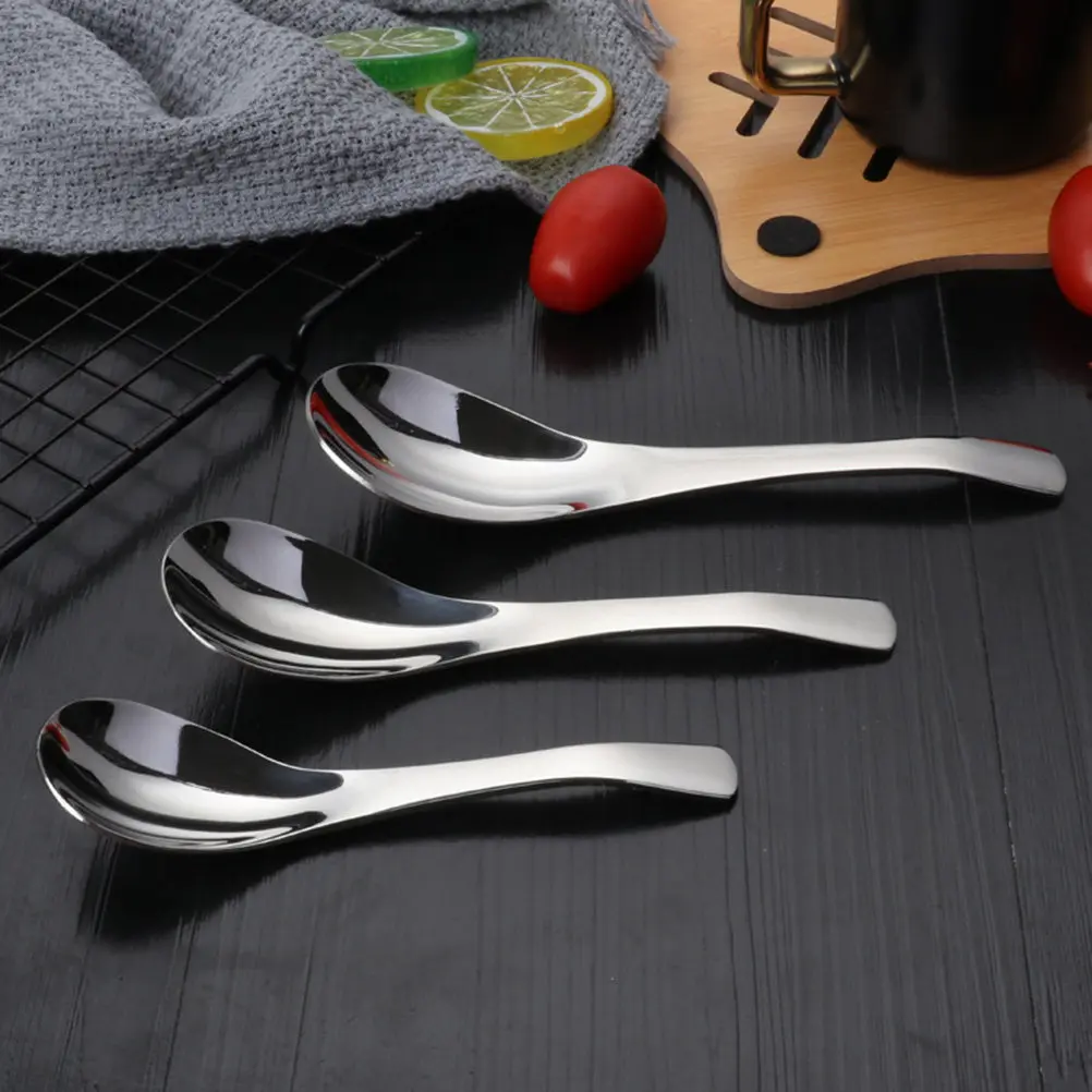 Stainless Steel Spoon Set 3pcs – Durable Lightweight Kitchen Dining Travel Spoons with Modern Design