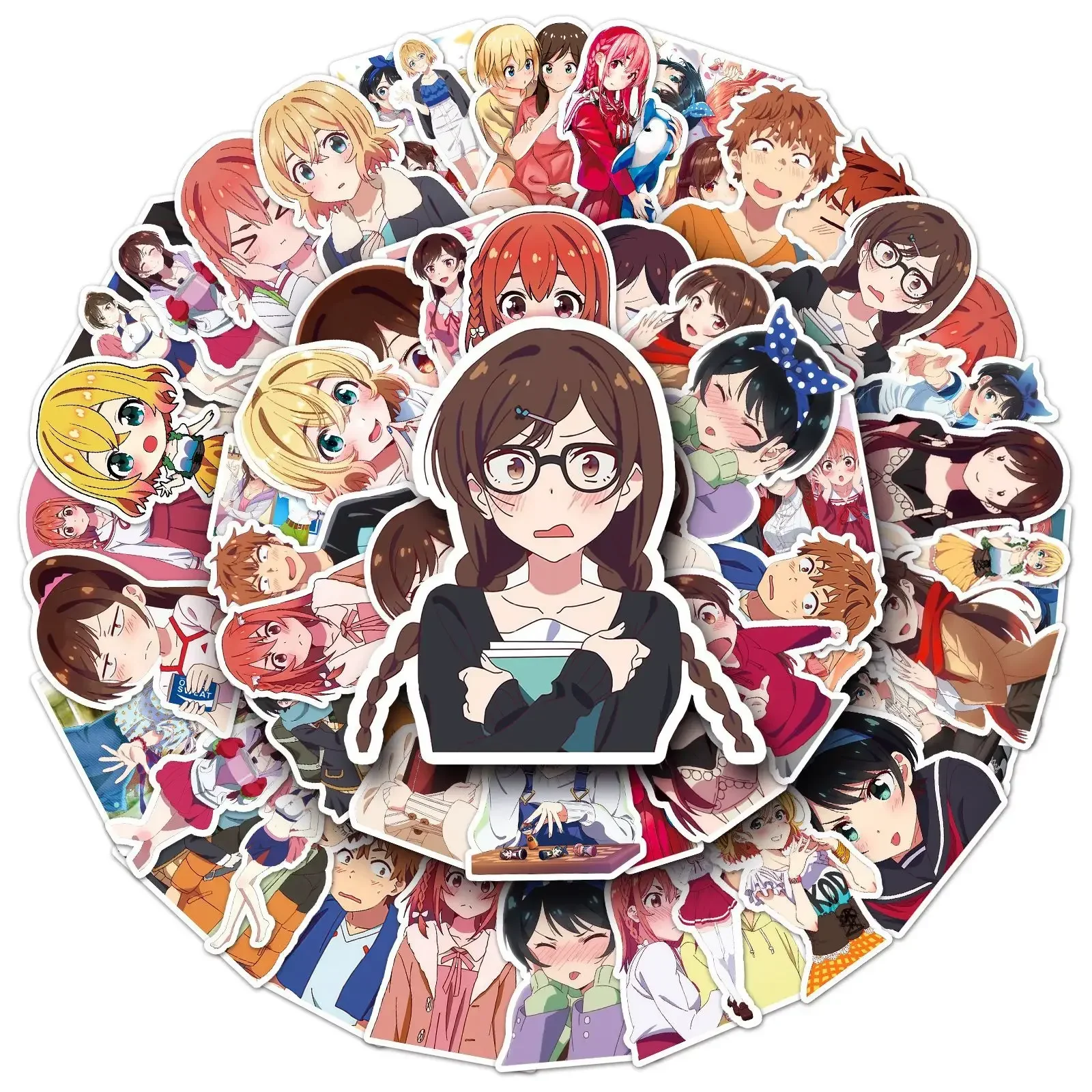 50pcs Anime Rent-A-Girlfriend Waterproof Stickers Japanese Manga Cartoon Mizuhara Chizuru Drawing Grafitti Doodle Decorations
