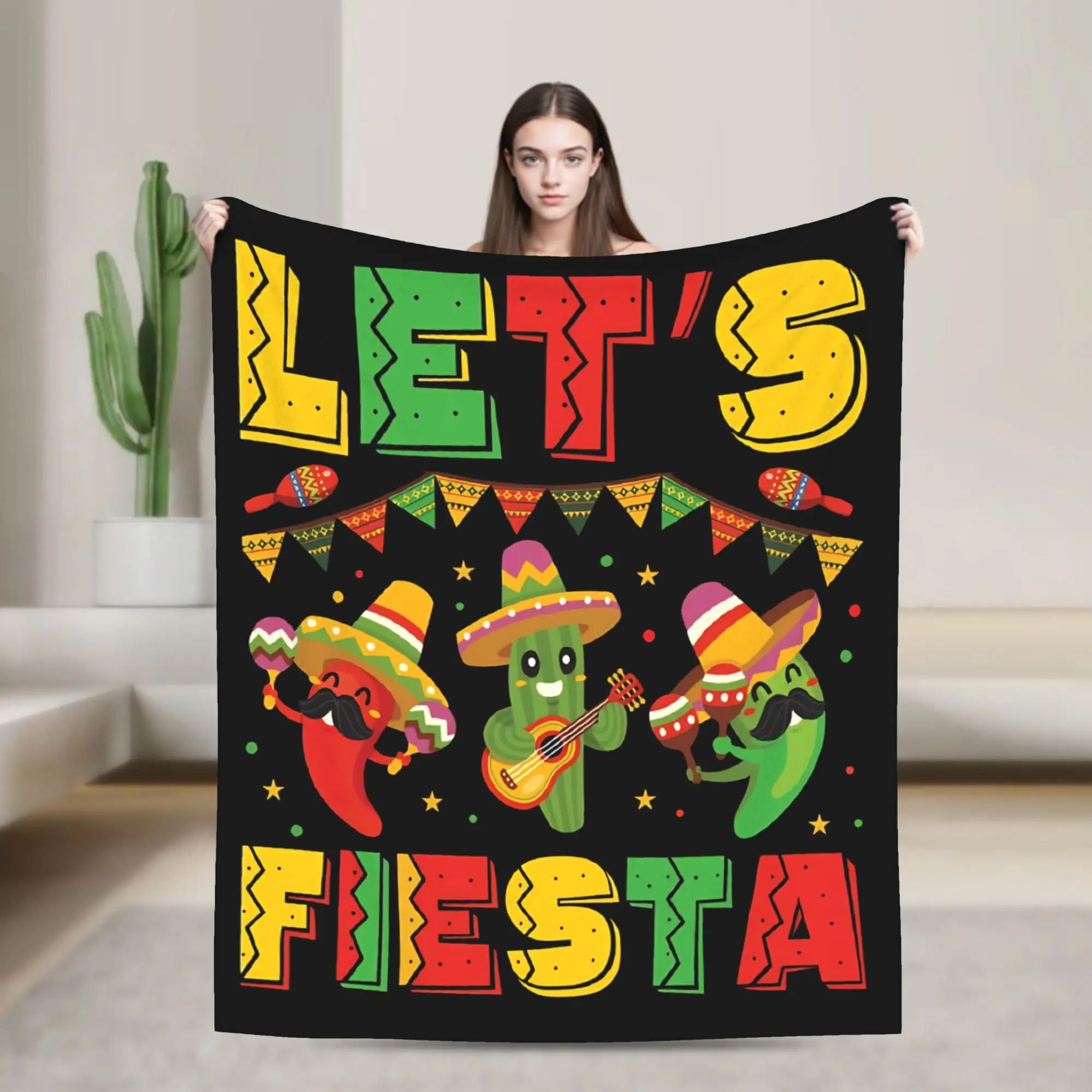 Warm Blankets Boy Girl Let's Shift Party Fiesta Throw Blanket Mexican Amigo Cinco De Mayo Flannel Bedspread For Sofa Bed Cover