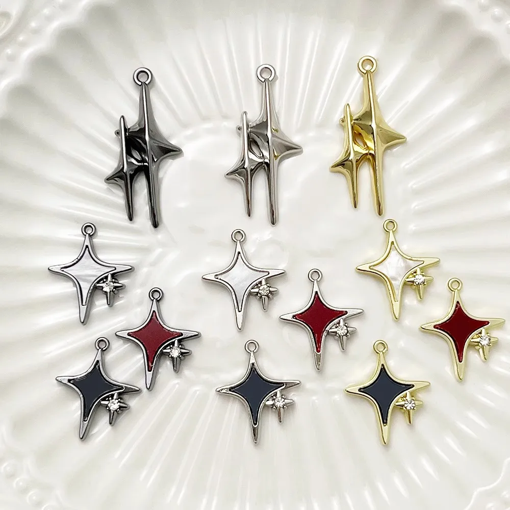 

Dreamy Sweet Cool Ins Style Versatile Double Cross Four-pointed Star Pendant Handmade Diy Jewelry Necklace Accessory Material