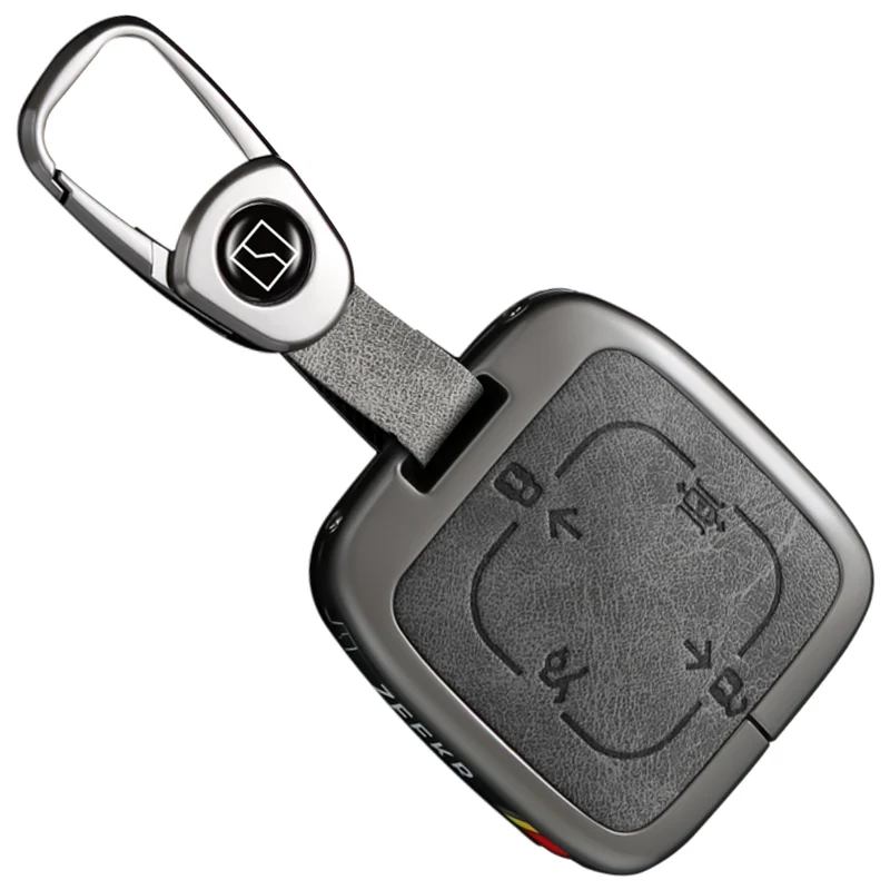 Autozubehör Zinklegierung Leder Schlüsselhülle Halter Kette für ZEEKR Zeekr 7X 2024 2025 Smart Remote Schlüsselschutzhülle – Detail 2