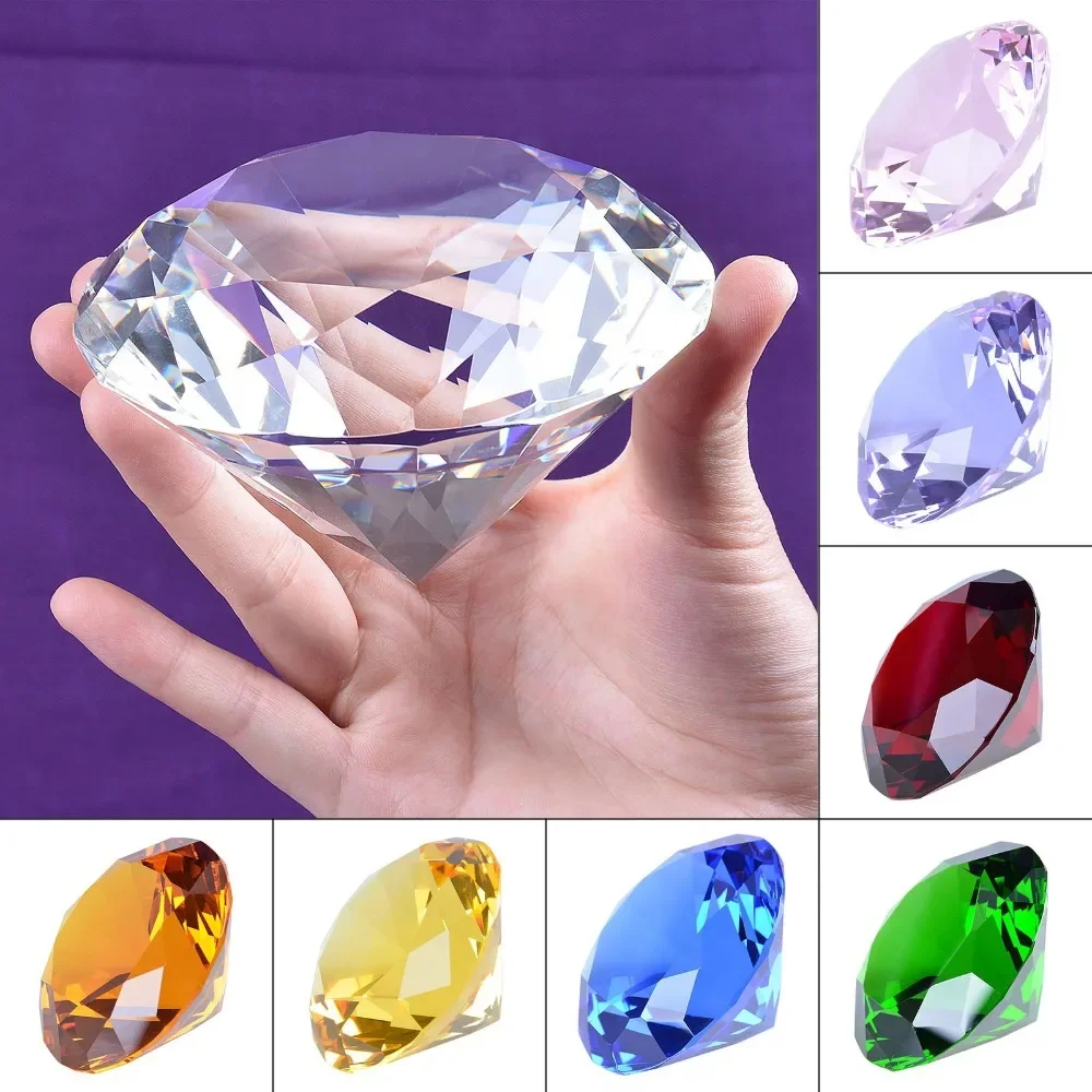 1pcs Crystal Diamond Shaped Paperweight Decorative Cute Glass Giant Gemstone Wedding Christmas Ornament Gifts Vintage Home Decor