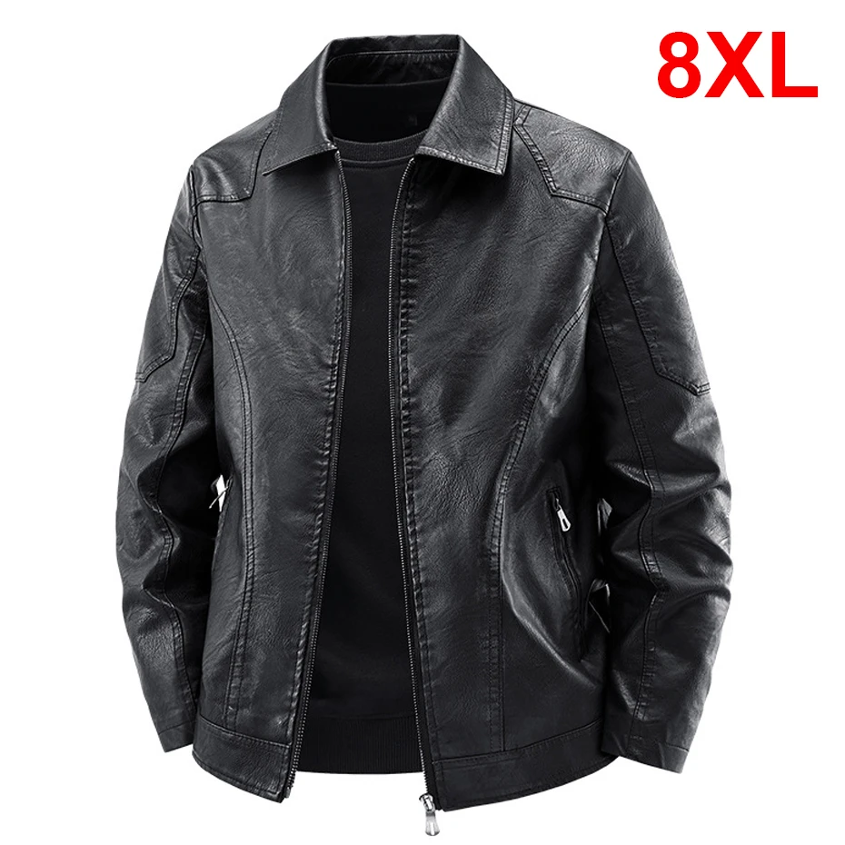 

Мужская куртка-косуха из искусственной кожи, размер 8XL, повседневная, модная, для мотоциклистов