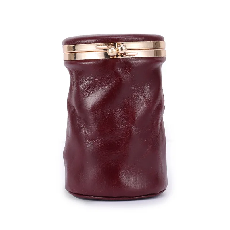 Bolsa de cosméticos de cuero genuino para niña, bolsa de almacenamiento de pintalabios pequeña de viaje con espejo, Perfume, joyería, estuche de maquillaje de bolsillo