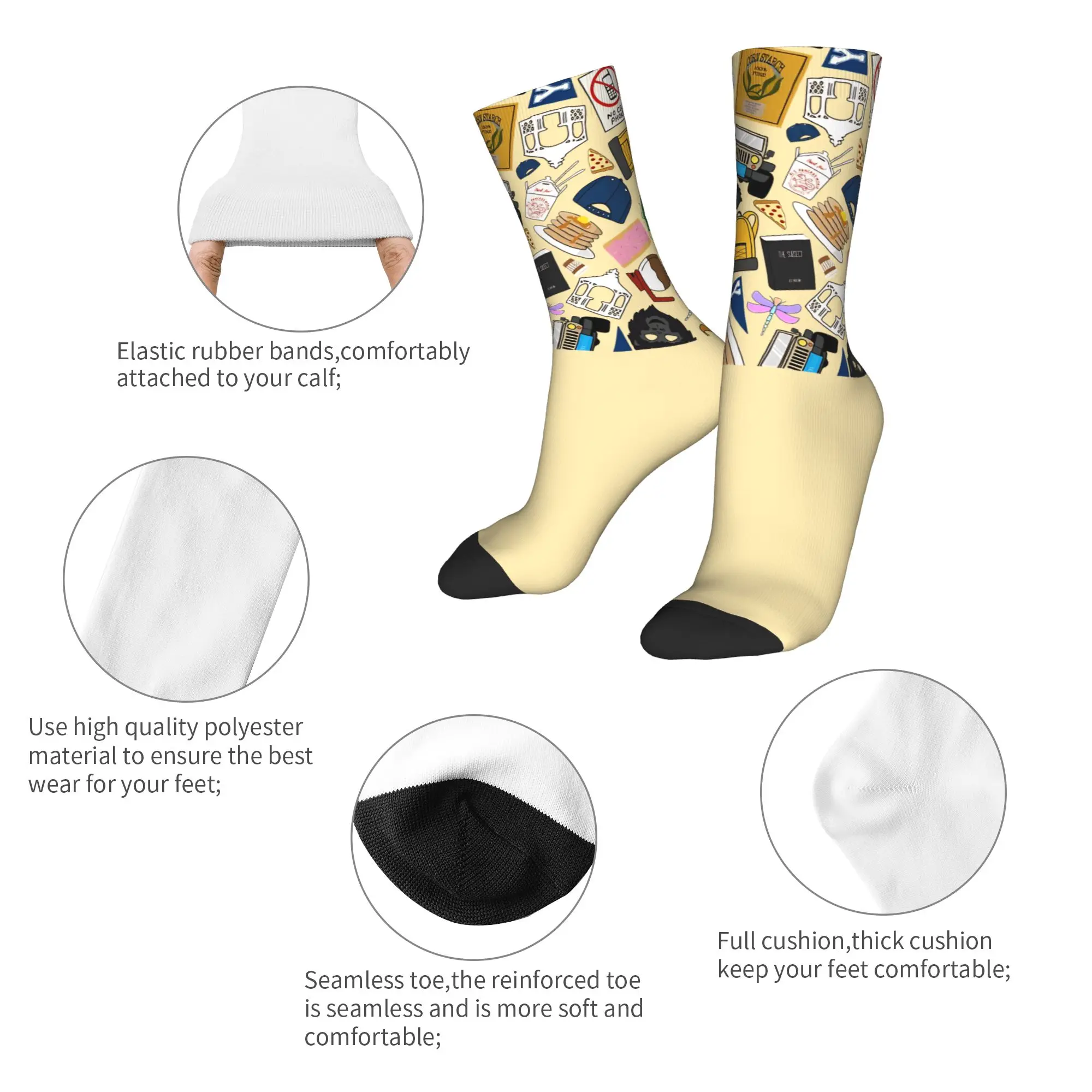 Зимние теплые носки Gilmore Girls Ultimate Fan Pattern Icons с принтом зеленого цвета, впитывающие пот баскетбольные носки,