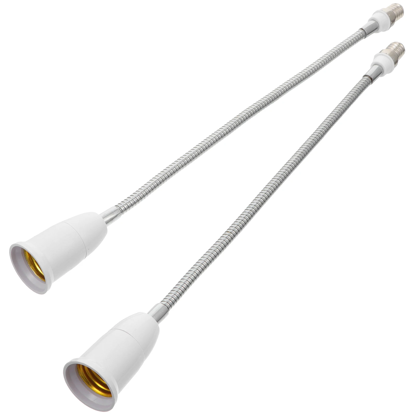 

2 pcs E14 to E27 Lamp Holder Bendable Extension Socket 39 5cm White Screw Adaptor Durable Easy Install Save Money