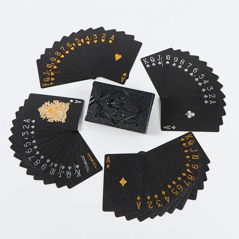 Baraja de cartas de póquer de rosa negra, naipes de plástico esmerilado impermeable, colección de póker de Texas, regalo de fiesta práctico conmemorativo