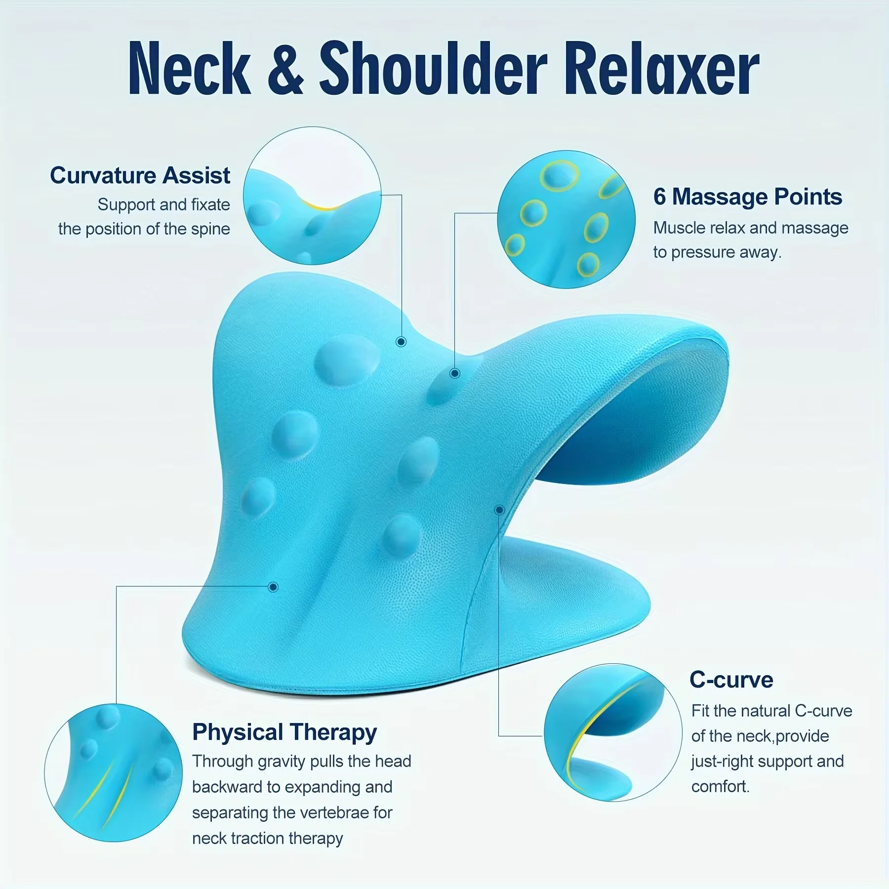 Neck Shoulder Stretcher Relaxer Cervical Spine Stretch Muscle Relaxation Traction Device Massage Pillow Correction Chiropractic