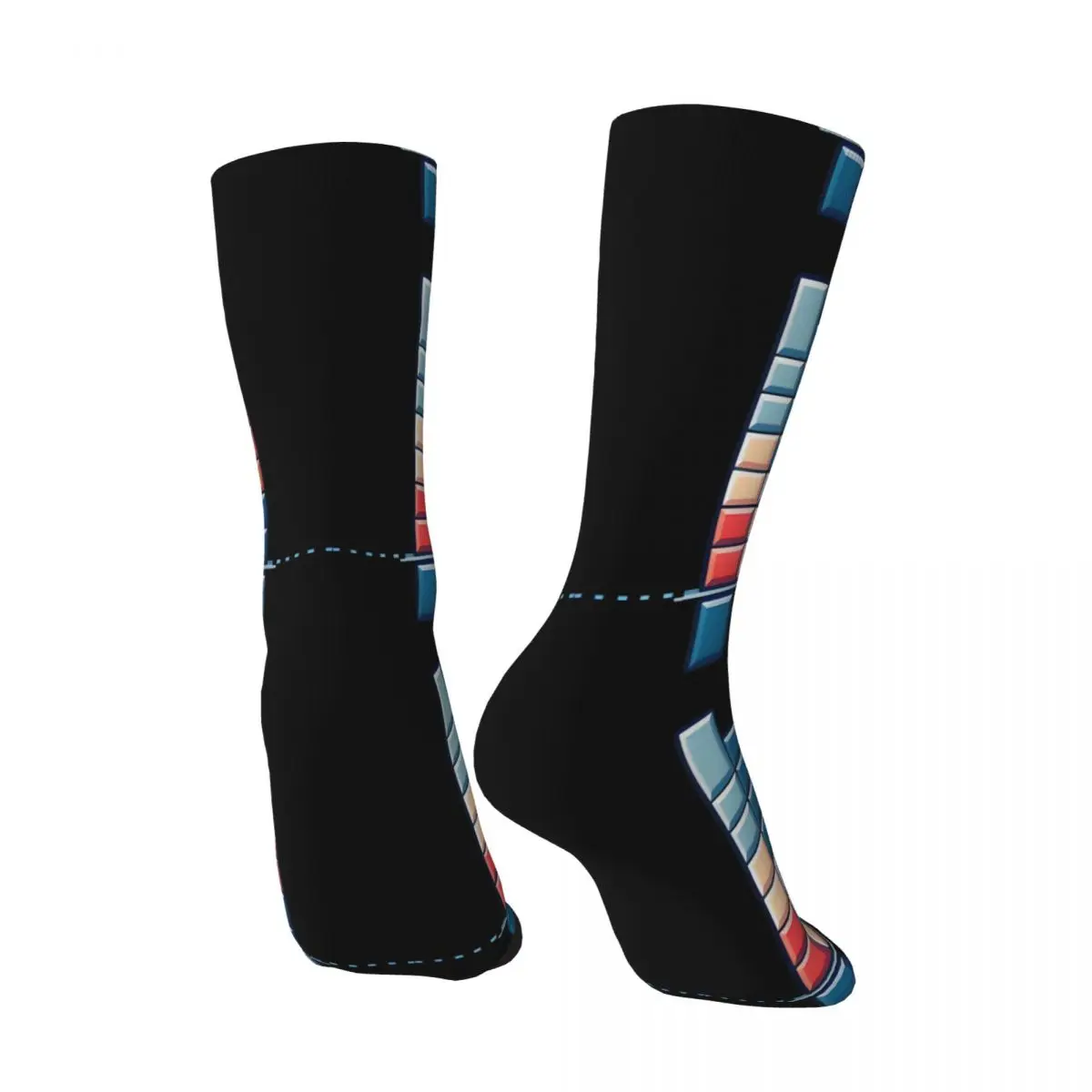 Retro Genius Men's compression Socks Unisex Tetriss Harajuku Seamless Printed Novelty Crew Sock