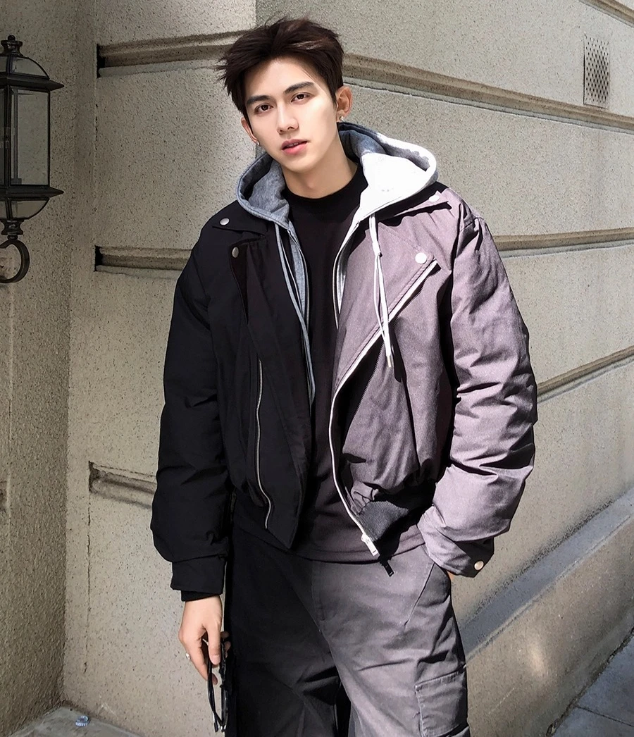 Men's 2025 Winter New Faux Two-Piece Hooded Thickened Warm Parkas Loose Tooling Jacket Coats Male Long Sleeve Handsome Parkas