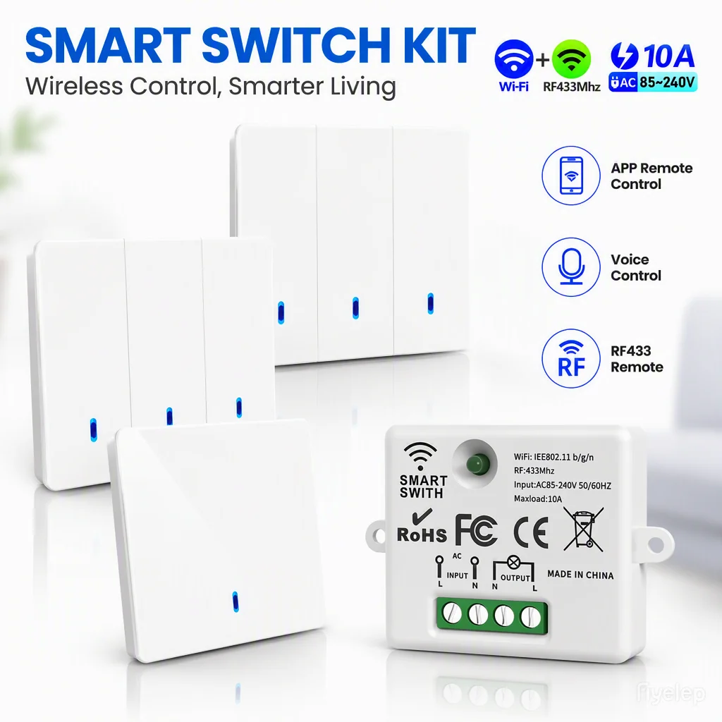 Smart home Tuya Google Home Alexa Smart Life APP WIFI RF Wireless Remote Control light Switch AC110V 220V for home light led