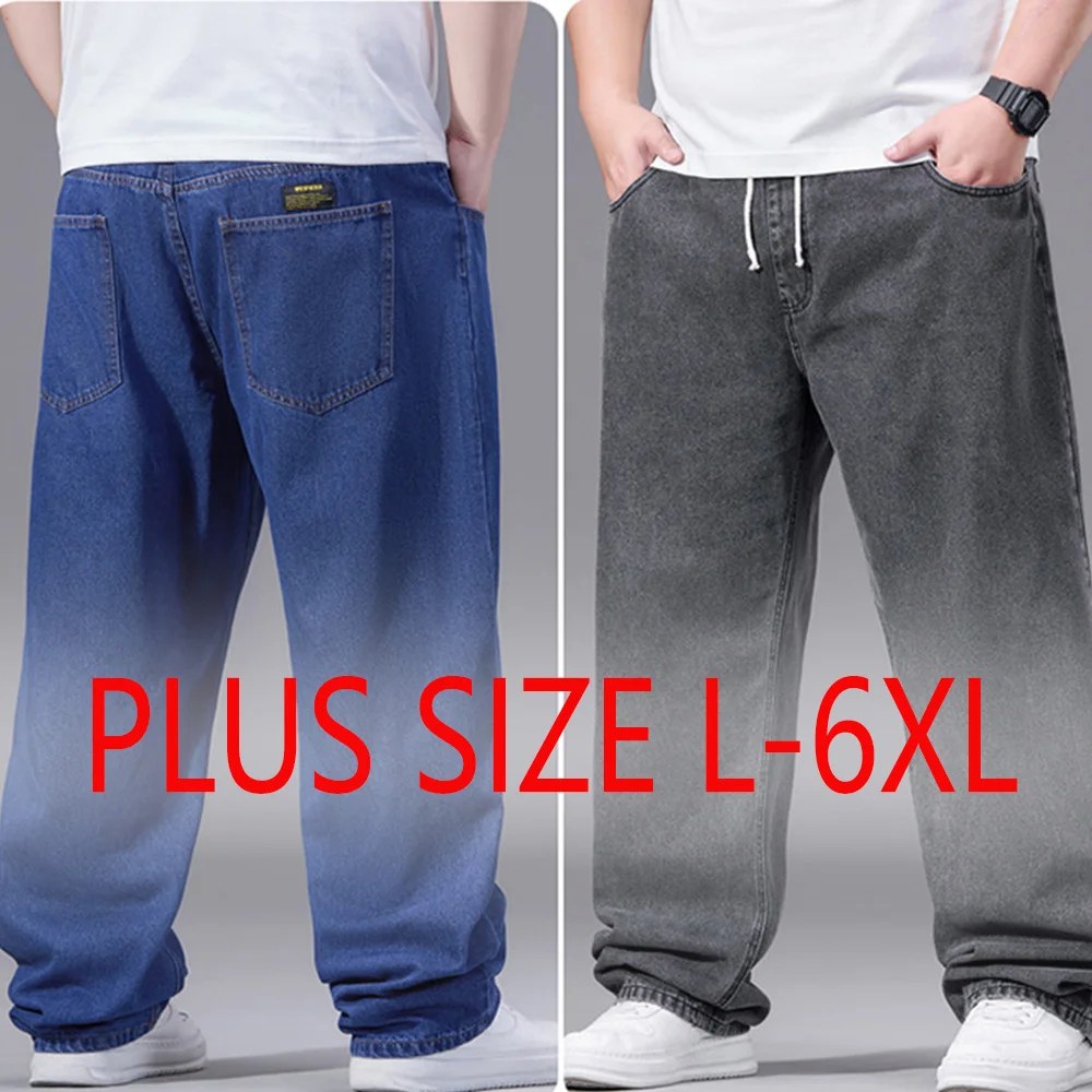 FENROOST Men's Straight Jeans Plus Size High Waist Loose Wide Leg Denim Pants Big Tall Guys Casual Daily Wear Multiple Colors