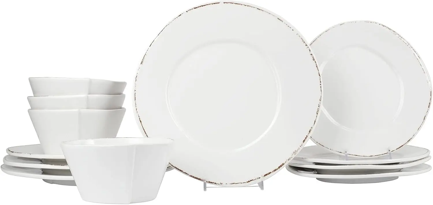 

Melamine Lastra Holiday 12-Pc Unbreakable Dinnerware Set with Pasta Bowls & Dinner Plates